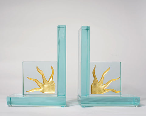 Gold Flame Bookends --SOLD--