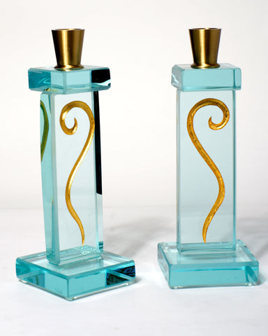 Gold Fern Short Candle Holders --SOLD--