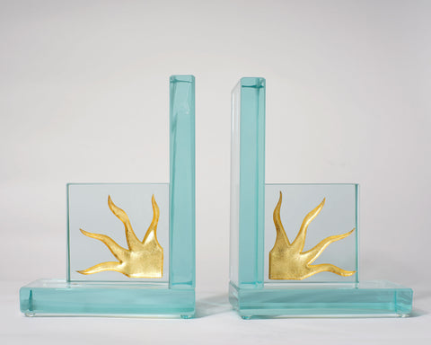 Gold Flame Bookends