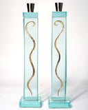 Silver Fern Tall Candle Holders