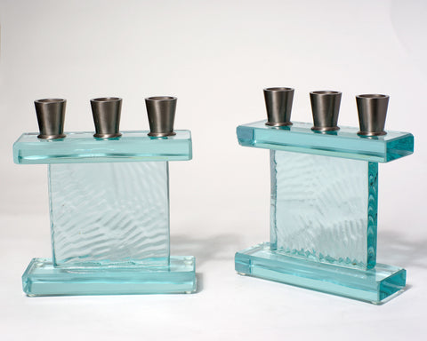 Silver Architectural Triple Candle Holders