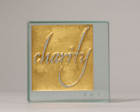Gold Charity/Love Paperweight